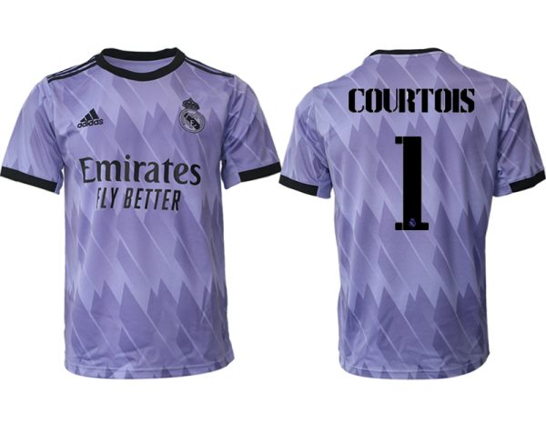 köpa Real Madrid Bortatröja Herr 2023 Kortärmad Fotbollströjor med tryck COURTOIS 1