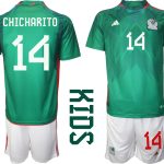 Mexiko Hemmatröja Barn VM 2022 Kortärmad + Korta byxor med namn CHICHARITO 14