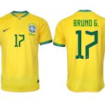 Nya Brasilien Hemmatröja Herr VM 2022 Gul Fotbollströjor med tryck BRUNO G. 17