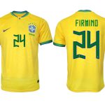 Nya Brasilien Hemmatröja Herr VM 2022 Gul Fotbollströjor med tryck FIRMINO 24