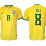 Nya Brasilien Hemmatröja Herr VM 2022 Gul Fotbollströjor med tryck FRED 8