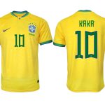 Nya Brasilien Hemmatröja Herr VM 2022 Gul Fotbollströjor med tryck KAKA’ 10