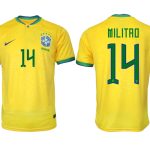 Nya Brasilien Hemmatröja Herr VM 2022 Gul Fotbollströjor med tryck MILITAO 14