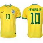 Nya Brasilien Hemmatröja Herr VM 2022 Gul Fotbollströjor med tryck NEYMAR JR. 10