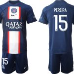 PEREiRA #15 Paris Saint-Germain PSG Hemmatröja Herr 2023 Kortärmad + Korta byxor