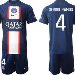 SERGIO RAMOS #4 Paris Saint-Germain PSG Hemmatröja Herr 2023 Kortärmad + Korta byxor