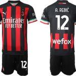 AC Milan Hemmatröja Herr 2023 Kortärmad + Korta byxor med namn A.REBIĆ 12 köp billiga fotbollströjor