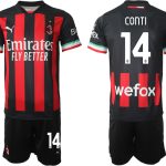 AC Milan Hemmatröja Herr 2023 Kortärmad + Korta byxor med namn CONTI 14 köp billiga fotbollströjor