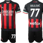 AC Milan Hemmatröja Herr 2023 Kortärmad + Korta byxor med namn HALILOVIĆ 77 köp billiga fotbollströjor