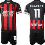 AC Milan Hemmatröja Herr 2023 Kortärmad + Korta byxor med namn IBRAHIMOVIĆ 11 köp billiga fotbollströjor