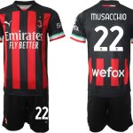 AC Milan Hemmatröja Herr 2023 Kortärmad + Korta byxor med namn MUSACCHIO 22 Köp Billiga Fotbollströjor