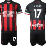 AC Milan Hemmatröja Herr 2023 Kortärmad + Korta byxor med namn R.Leão 17 köp billiga fotbollströjor