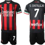 AC Milan Hemmatröja Herr 2023 Kortärmad + Korta byxor med namn S.CASTILLEJO 7 Beställa Fotbollströjor