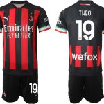 AC Milan Hemmatröja Herr 2023 Kortärmad + Korta byxor med namn THEO 19 köp billiga fotbollströjor