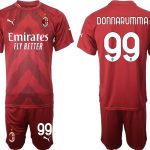 AC Milan Målvaktströja Herr 2023 Röd Fotbollströja Kortärmad + Korta byxor med tryck DONNARUMMA 99 fotbollströja set