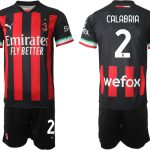 Beställa Fotbollströjor AC Milan Hemmatröja Herr 2023 Kortärmad + Korta byxor med namn CALABRIA 2