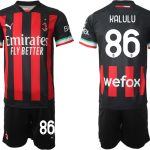 Beställa Fotbollströjor AC Milan Hemmatröja Herr 2023 Kortärmad + Korta byxor med namn KALULU 86