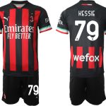 Beställa Fotbollströjor AC Milan Hemmatröja Herr 2023 Kortärmad + Korta byxor med namn KESSIE 79