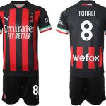 Beställa Fotbollströjor AC Milan Hemmatröja Herr 2023 Kortärmad + Korta byxor med namn TONALI 8