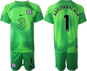 Beställa Fotbollströjor Chelsea FC 2023 Målvaktströja Grön Fotbollströjor För Män ARRIZABALAGA 1 Kortärmad shorts