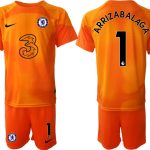 Chelsea FC 2023 för Herr Målvaktströja orange Kortärmad + Korta byxor med tryck ARRIZABALAGA 1 Fotbollströjor Billigt