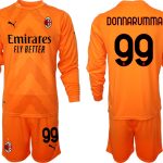 DONNARUMMA #99 AC Milan Målvaktströja Herr 2023 orange Fotbollströja Långärmad + Korta byxor Beställa Fotbollströjor