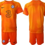 Fotbollströja med namn Chelsea FC 2023 för Herr Målvaktströja orange Kortärmad + Korta byxor