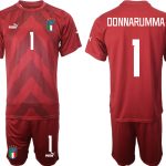 Italien Målvaktströja WM 2022 röd Fotbollströjor set För Män DONNARUMMA 1 tröja set