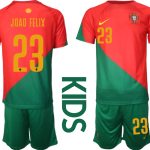 JOAO FELIX #23 Portugal Hemmatröja Barn VM 2022 Fotbollskläder Kortärmad + Korta byxor fotbollströja set