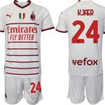 KJAER #24 Billiga Fotbollströjor AC Milan Bortatröja Herr 2023 Kortärmad + Korta byxor Fotbollströja Set