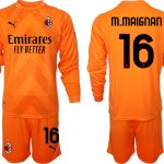 M.MAIGNAN #16 AC Milan Målvaktströja Herr 2023 orange Fotbollströja Långärmad + Korta byxor Beställa Fotbollströjor