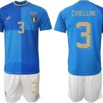 Nya CHIELLINI #3 Italien Hemmatröja 2022 Fotbollströjor Herr billigt Kortärmad + Korta byxor