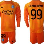 Nya DONNARUMMA #99 Paris Saint-Germain PSG 2023 Målvaktströja Herr orange Langarm + Kurze Hosen fotbollströja set