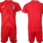 Nya Italien Målvaktströja 2023 röd Fotbollströjor För Män Kortärmad + Korta byxor fotbollströja set