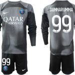 Nya Paris Saint-Germain PSG 2023 Målvaktströja Herr svart med tryck DONNARUMMA 99 fotbollströja set