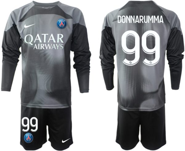 Nya Paris Saint-Germain PSG 2023 Målvaktströja Herr svart med tryck DONNARUMMA 99 fotbollströja set