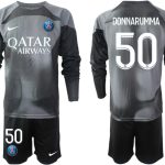 Paris Saint-Germain PSG 2023 Målvaktströja Herr svart med tryck DONNARUMMA 50 fotbollströja set