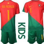 Portugal Hemmatröja Barn VM 2022 Fotbollskläder Set med tryck RUI PATRICIO 1 Beställa Fotbollströjor