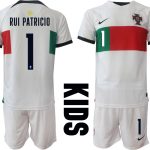 RUI PATRICIO #1 Beställa Fotbollströjor Portugal Bortatröja Barn VM 2022 Kortärmad + Korta byxor Billigt Fotbollströjor