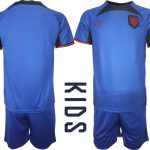 Nya Nederländerna Matchtröjor Barn Fotbollströja VM 2022 Kortärmad + Korta byxor