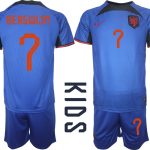 Nya Nederländerna Matchtröjor Barn Fotbollströja VM 2022 Kortärmad + Korta byxor BERGWIJN 7