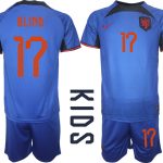 Nya Nederländerna Matchtröjor Barn Fotbollströja VM 2022 Kortärmad + Korta byxor BLIND 17