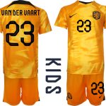 Nya Nederländerna Matchtröjor Fotbollskläder barn Hemma VM 2022 med namn VAN DER VAART 23
