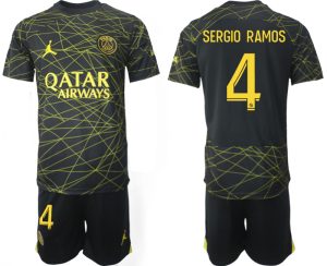 Nya Paris Saint-Germain PSG 2023 Bortatröja Herr Fotbollskläder Set med tryck SERGIO RAMOS 4