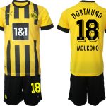 Billiga Fotbollströjor Borussia Dortmund BVB Hemmatröja 2023 Herr Kortärmad + Korta byxor MOUKOKO 18