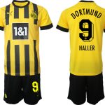 Billiga Fotbollströjor Herr Borussia Dortmund BVB Hemmatröja 2023 Kortärmad + Korta byxor HALLER 9