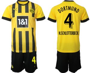 Billiga Fotbollströjor Herr Borussia Dortmund BVB Hemmatröja 2023 Kortärmad + Korta byxor N.SCHLOTTERBECK 4