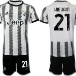 Billiga Fotbollströjor Herr Juventus Hemmatröja 2022-23 Kortärmad + Korta byxor HIGUAIN 21