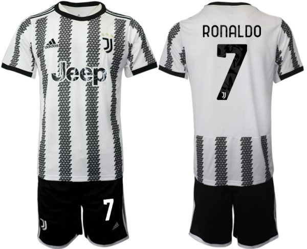 Billiga Fotbollströjor Herr Juventus Hemmatröja 2022-23 Kortärmad + Korta byxor RONALDO 7