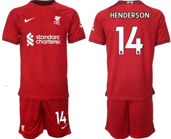 Billiga Fotbollströjor Liverpool Hemmatröja Herr 2023 Kortärmad + Korta byxor HENDERSON 14